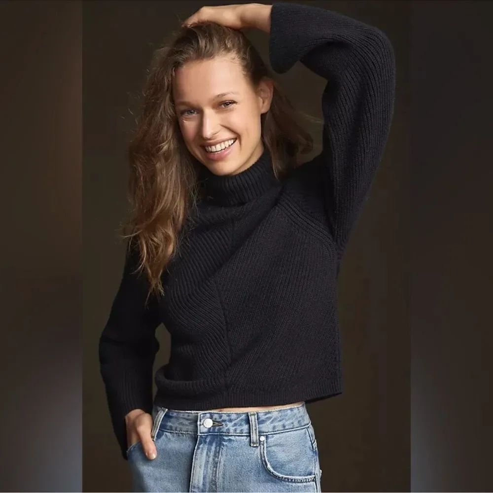 Anthropologie Maeve Cropped Turtleneck Jumper Sweater